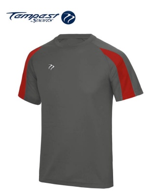 Tempest Lightweight Charcoal Grey Red  Mens Training Shirt